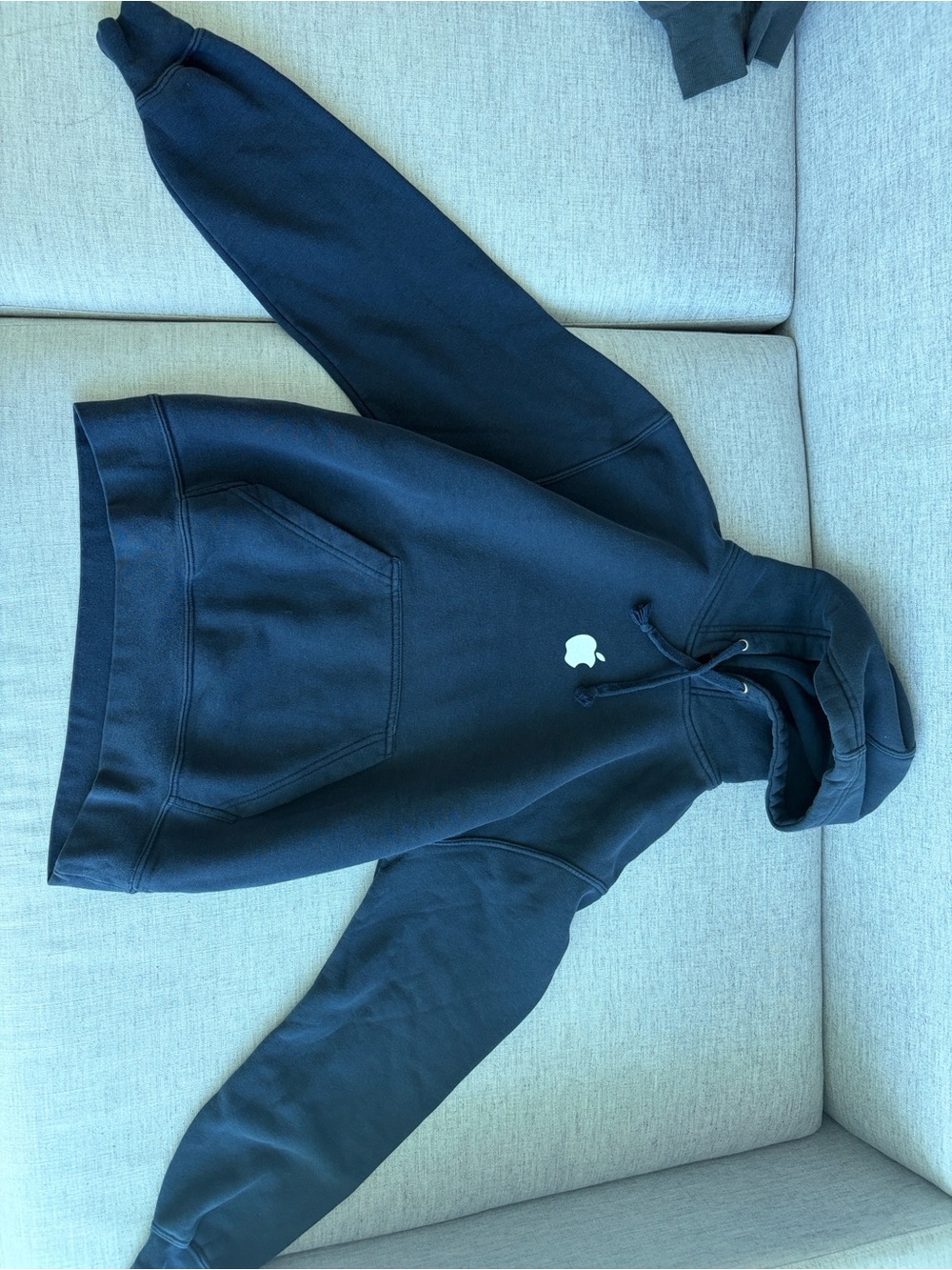Blue Hoodie with Small White Apple Logo